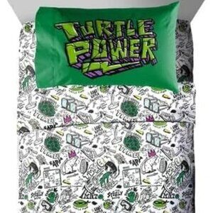 Teenage Mutant Ninja Turtles Kids 3-Piece Twin Sheet Set, Microfiber, White, Nic